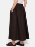 Jigsaw Cotton Poplin Midi Skirt, Brown