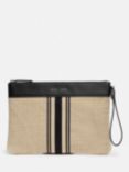 Jigsaw Athena Stripe Woven Pouch, Cream/Black