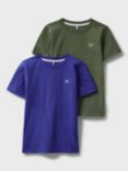 Crew Clothing Kids' Classic T-Shirts, Pack of 2, Khaki/Blue