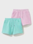 Crew Clothing Kids' Mock Drawstring Jersey Shorts, Pack Of 2, Blue/Lilac