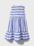 Crew Clothing Kids' Stripe Tiered Sundress, Blue/White