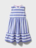 Crew Clothing Kids' Stripe Tiered Sundress, Blue/White