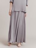 Ghost Colette Satin Maxi Skirt, Silver