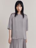 Ghost Cairo Relaxed Satin Top, Silver