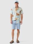Rodd & Gunn Victoria Avenue Palm Tree Cotton Shirt, Ocean Breeze/Multi