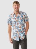 Rodd & Gunn Oyster Cove Printed Cotton Slim Fit Short Sleeve Shirt, Turquoise/Multi