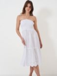 Crew Clothing Broderie Detail  2-in-1 Dress & Skirt, White