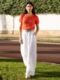Yumi Italian Linen Wide Leg Trousers & Belt, White