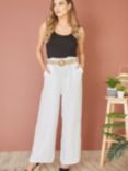 Yumi Italian Linen Wide Leg Trousers & Belt, White