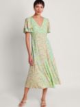 Monsoon Tatum Floral Print Midi Tea Dress, Multi