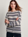 Monsoon Sarah Stripe Jumper, Ivory