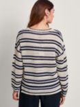 Monsoon Sarah Stripe Jumper, Ivory