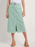 Monsoon Athena Button Down Midi Skirt, Green