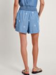 Monsoon Lyrica Embroidered Shorts, Denim Blue