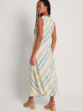 Monsoon Aubree Diagonal Stripe Linen Blend Maxi Dress, White/Multi