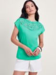 Monsoon Garcia Cutwork Cotton T-shirt, Green
