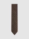 Reiss Lorenzo Pin Dot Textured Silk Blend Tie, Chocolate