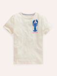 Mini Boden Kids' Sealife Printed Educational T-Shirt, Ivory Crustaceans