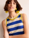 Boden Maggie Linen Stripe Tank Top, Blue/Warm Ivory