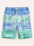 Mini Boden Kids' Tie Dye Print Sweat Shorts, Blue