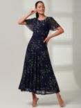 Jolie Moi Elvira Leaf Print Maxi Dress, Navy/Multi