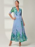Jolie Moi Kinley Mirrored Leaf Print Maxi Wrap Dress