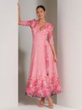 Jolie Moi Peggy Mirrored Floral Print Mesh Maxi Dress, Pink/Multi