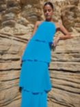 Ro&Zo Savannah Chiffon Halterneck Tiered Maxi Dress, Blue
