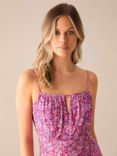 Ro&Zo Ditsy Keyhole Front Midi Dress, Purple/Multi