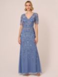 Adrianna Papell Beaded Mesh Maxi Dress, French Blue