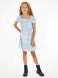 Calvin Klein Kids' Serenity Square Print Dress, Blue Serenity