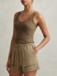 Reiss Violet Scoop Neck Vest Top, Khaki