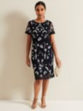 Phase Eight Petite Florisa Floral Embroidered Dress, Navy/White