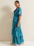 Phase Eight Collection 8 Petite Charissa Silk Maxi Dress, Blue/Multi