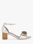 Kurt Geiger London Mayfair Embellished Block Heel Leather Sandals, Silver