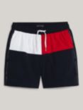 Tommy Hilfiger Kids' Logo Flag Medium Drawstring Swim Shorts, Desert Sky