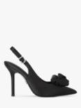 Carvela Corsage Satin Slingback Court Shoes, Black