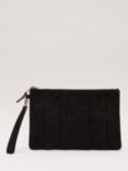 Phase Eight Suede Pleated Clutch Bag, Black