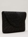 Phase Eight  Oversized Straw Clutch Bag, Black