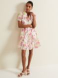 Phase Eight Velma Floral Mini Dress, Ivory/Multi