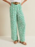 Phase Eight Nylah Abstract Print Wide Leg Trousers, Green/White