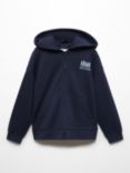 Mango Kids' Chilling Back Graphic Hoodie, Navy