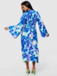 Closet London A-Line Floral Print Kimono Dress, Royal Blue