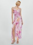Mango Azalea Ruffled Floral Print Maxi Dress, Purple/Multi