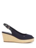 Tommy Hilfiger Elba Slingback Wedge Sandals, Space Blue