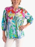 chesca Spring Garden Print Broderie Top, Blue/Multi