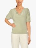 Sisters Point Waterfall Neckline Slim Fitted Top, Light Khaki