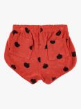 Bobo Choses Kids' Organic Cotton Terry Towelling Apple Print Shorts, Red