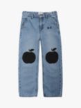 Bobo Choses Kids' Apple Patch Denim Jeans, Mid Wash