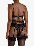 Coco de Mer Hera Lace Suspender Belt, Black